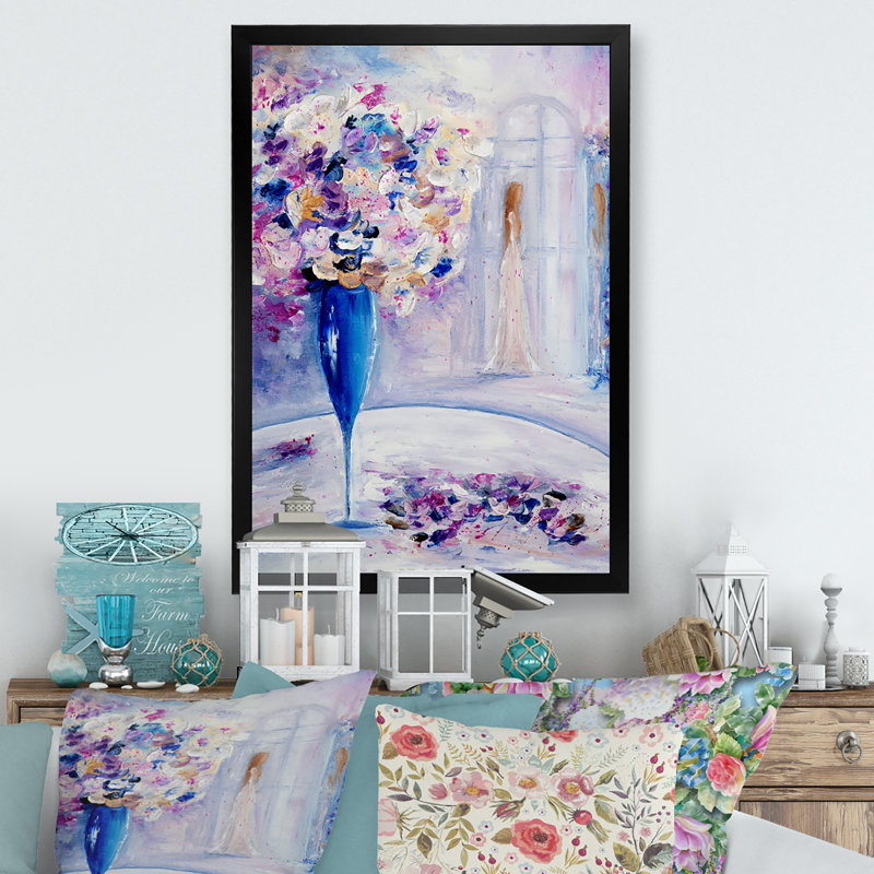Femme romantique en attente de son amour, Cadre photo noir, H 20 po x l 12 po x P 1 po