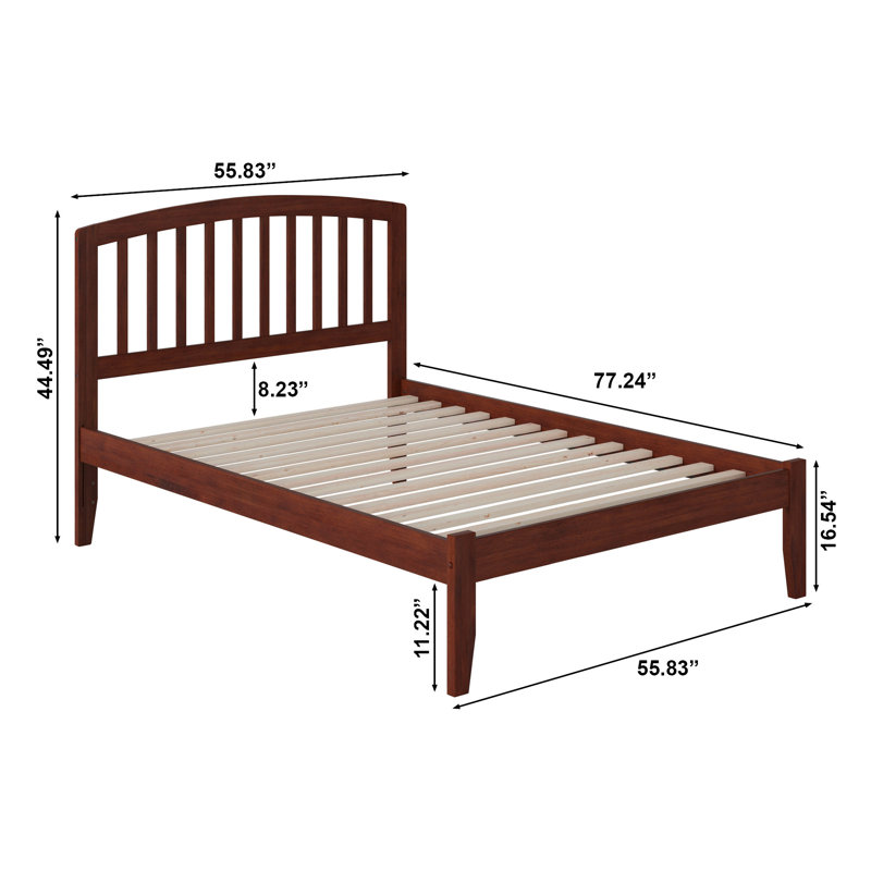 Lit plateforme en bois massif Careaga, Noyer, Lit double