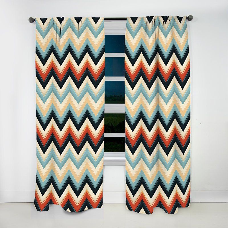 Motif à chevrons rétro I Revival - rideau à chevrons - 1 panneau, L 52 po x L 63 po