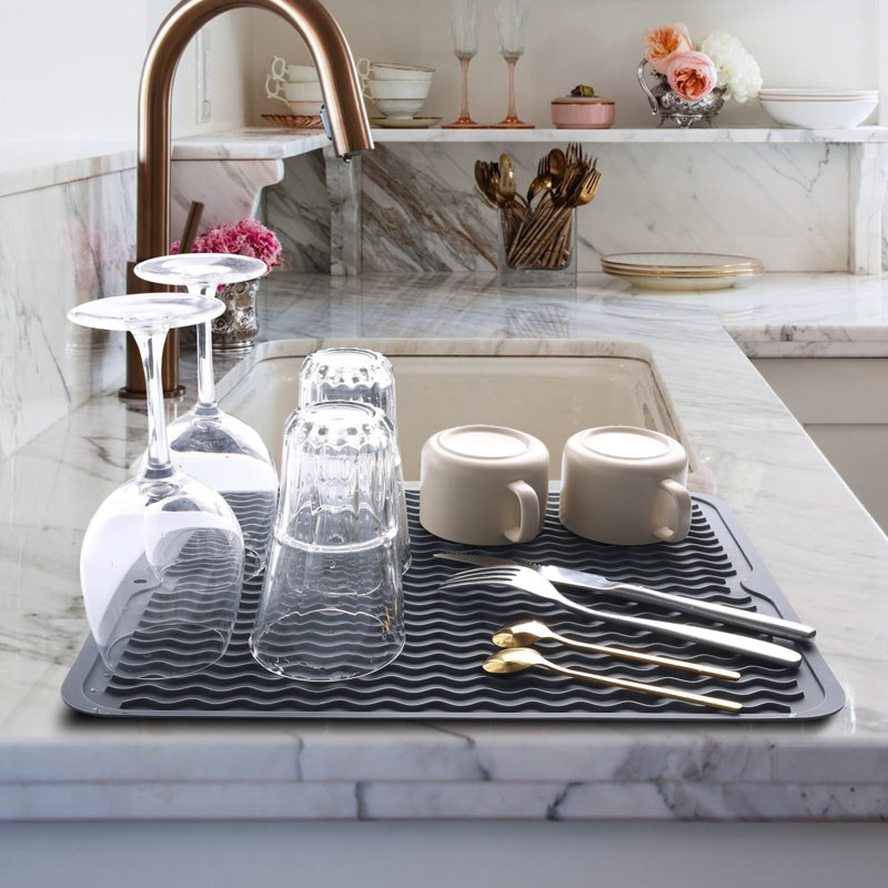 Tapis en silicone pour vaisselle - 2 paquets de tapis en silicone antidérapant