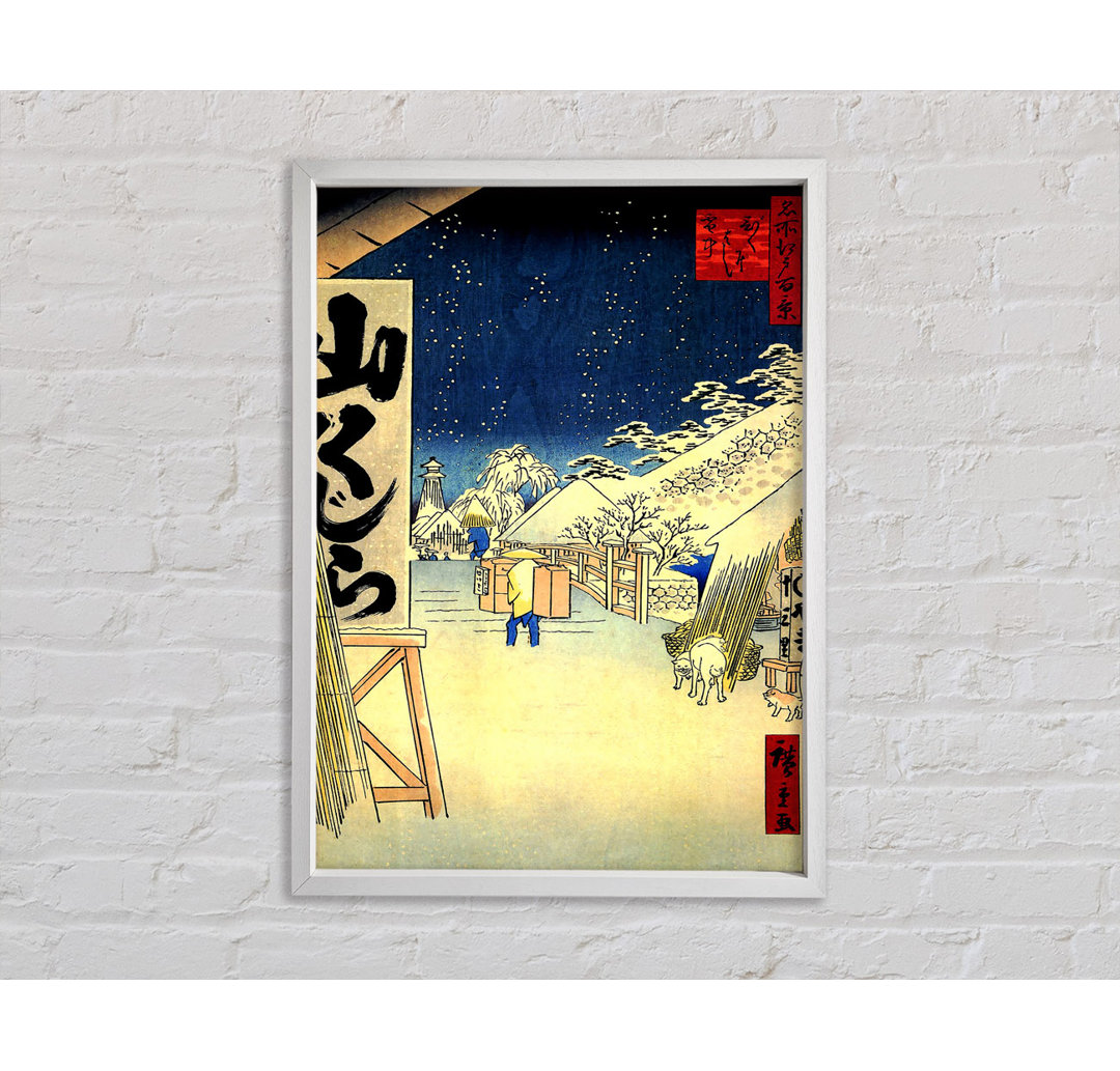 Hiroshige Bikuni Brücke im Schnee - Einzelner Bilderrahmen Kunstdrucke auf Leinwand