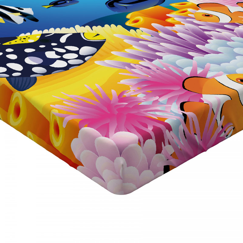 Twin Multicolor Microfiber Fish Print Fitted Sheet