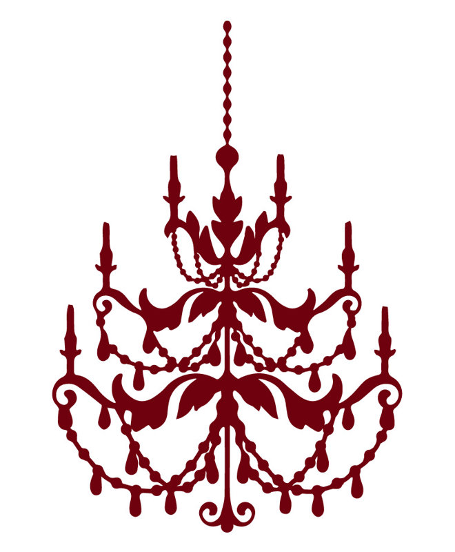 Décalcomanie murale lustre française, Bourgogne, H 24 po x l 16 po x P 0,01 po