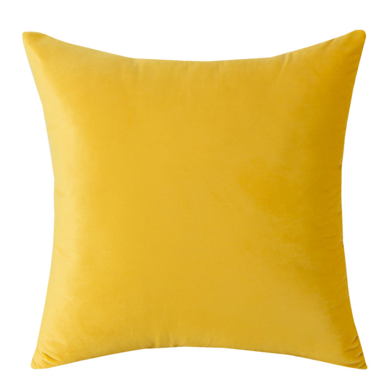 Housse de coussin carré en velours , Jaune