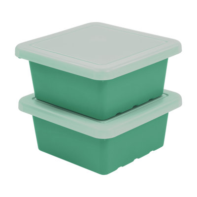 ECR4Kids Stackable Square Bins with Non-Snap Lids, Multipurpose Organization, 2-Pack