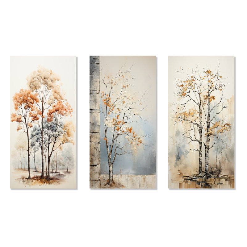 Doux tons neutres arbre chêne harmonie, Toile tendue, H 40 po x l 60 po