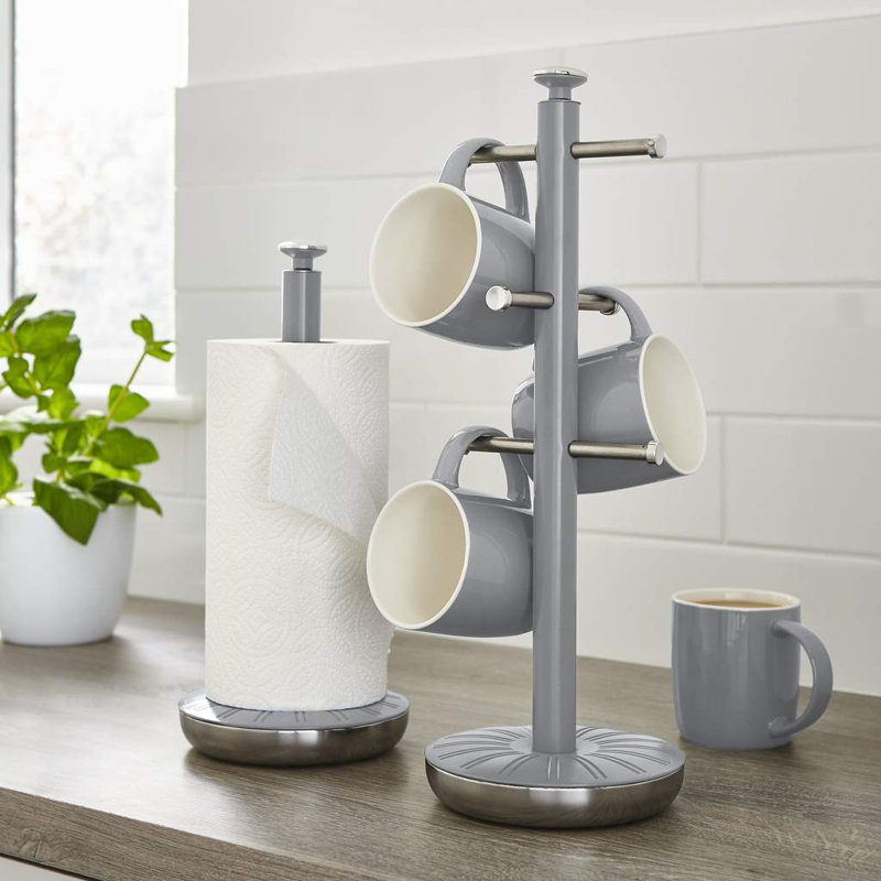 Swan Retro Towel Pole and Mug Tree, Grey