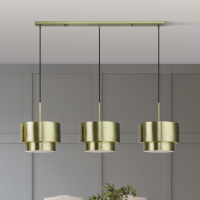 Ordaz Ordaz 3 Light Antique Brass Extra Large Linear Chandelier