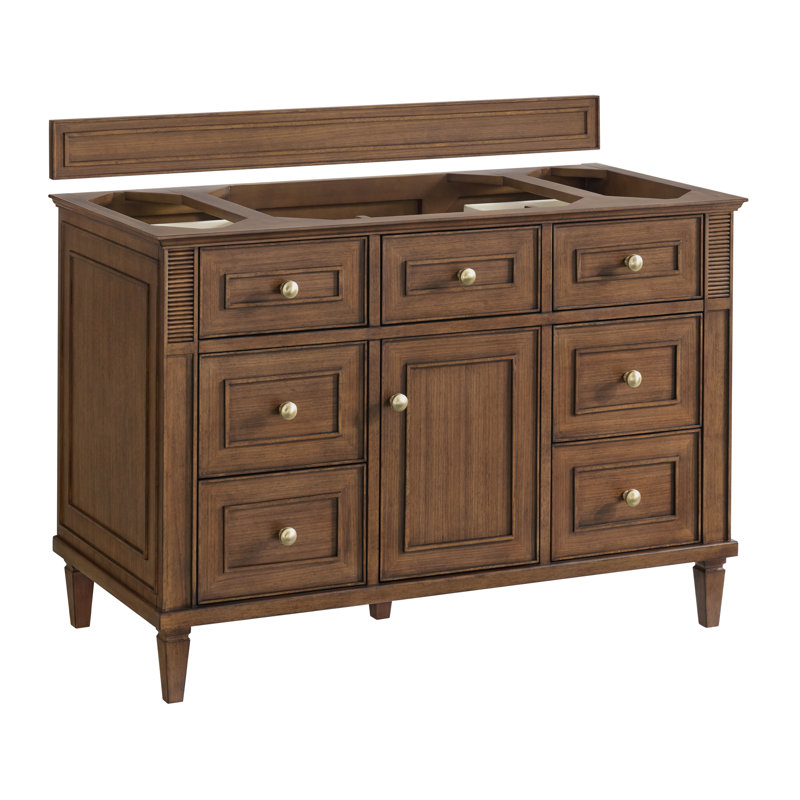 Lorelai 48'' W Single Vanity, Mid-Century Walnut, Eternal Jasmine Pearl