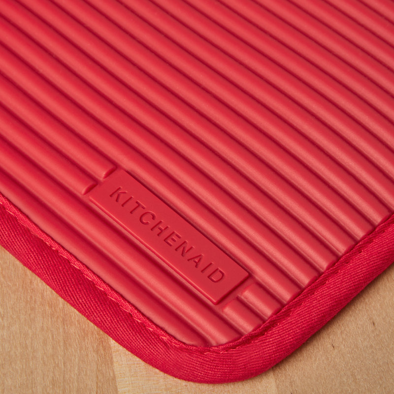 KitchenAid Ribbed Soft Silicone Oven Mitt, Red