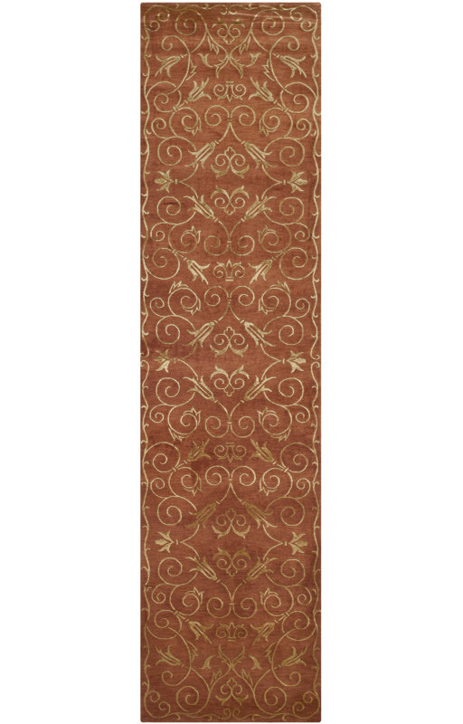 Echevarria Hand-Knotted Wool/Silk Gold Area Rug, Runner 2'6" x 12'