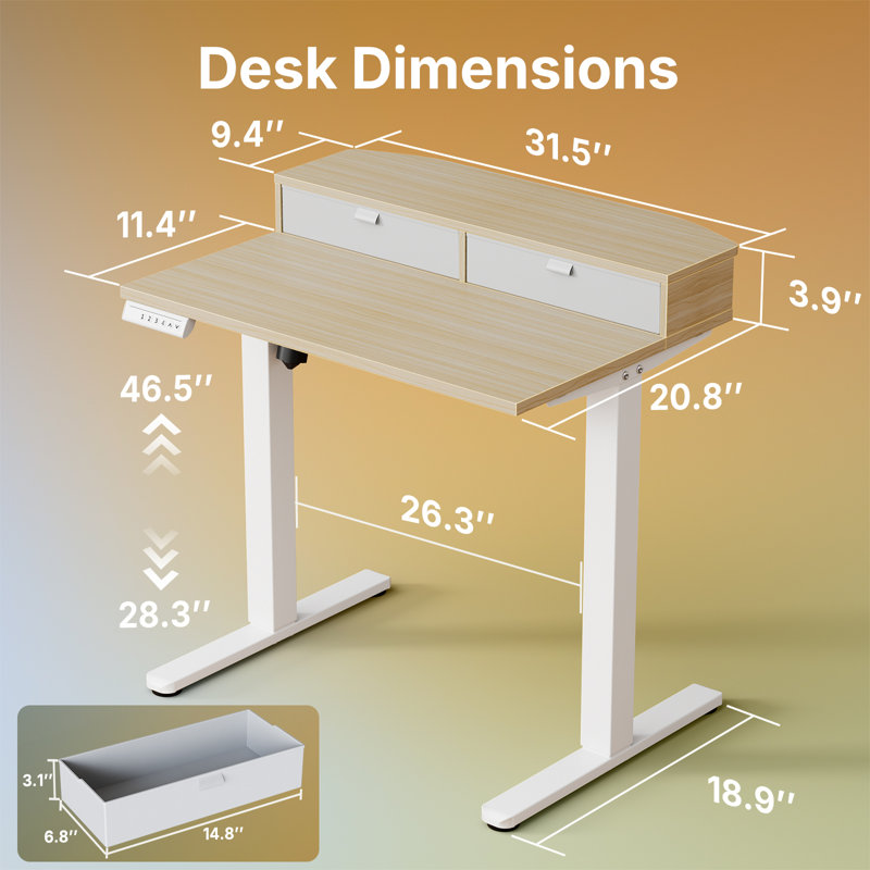 Electric Standing Desk With 2 Drawers, C-Clamp Mount Compatible, Height Adjustable Sit Stand Desk, 4 Memory Presets