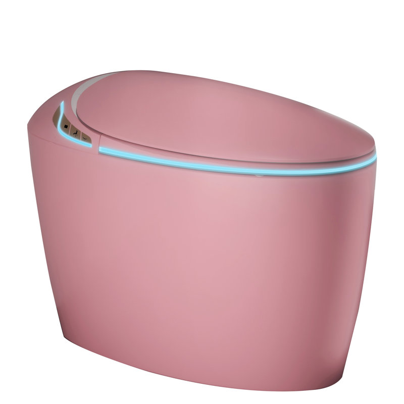 Toilette de salle de bain moderne, ouverture / fermeture automatique, chasse d'eau à jet, affichage à DEL, eau chaude, luminaire de toilette rose, intelligent
