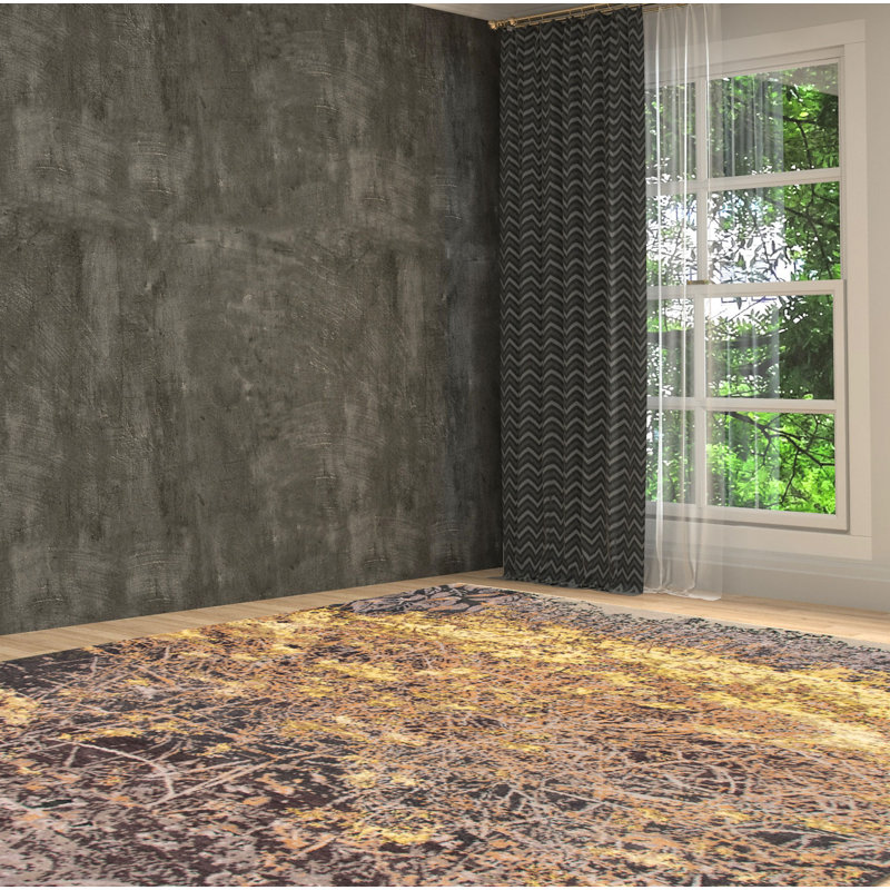 Tapis décoratif de conception unique 8 pi 2 po x 10 pi 5 po noué à la main New Age