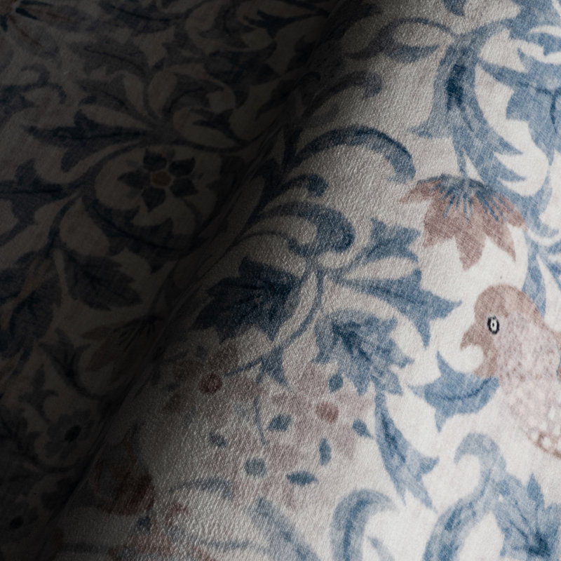  Audessa Floral & Paisley Washable Rug, Blue, Runner 2'6" x 8'
