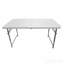 Table pliante réglable en hauteur 4 pi blanc granit avec poignée facile à transporter