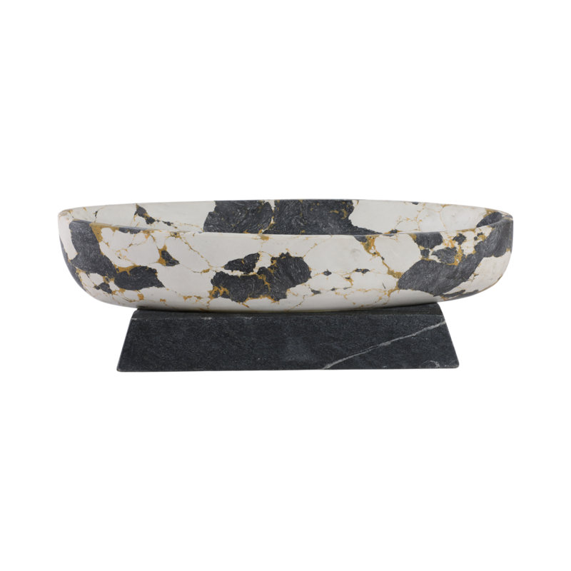 Bol Calhoun 18 po avec base en marbre Everly Quinn, noir / blanc