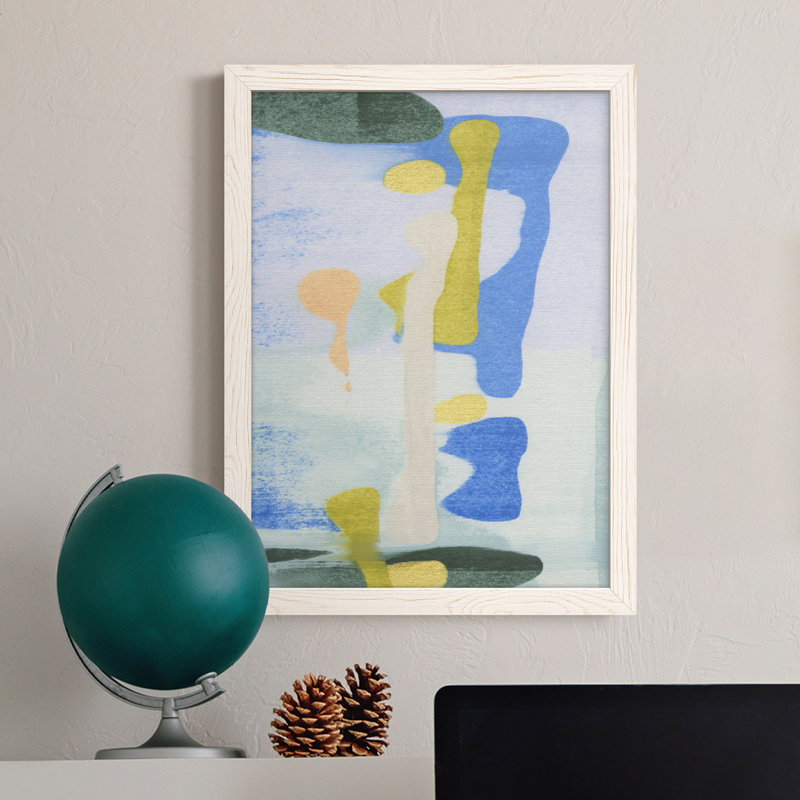 Rorschach Rainbow I - peinture sur toile encadrée, H 20 po x l 24 po x P 1 po, Cadre blanc