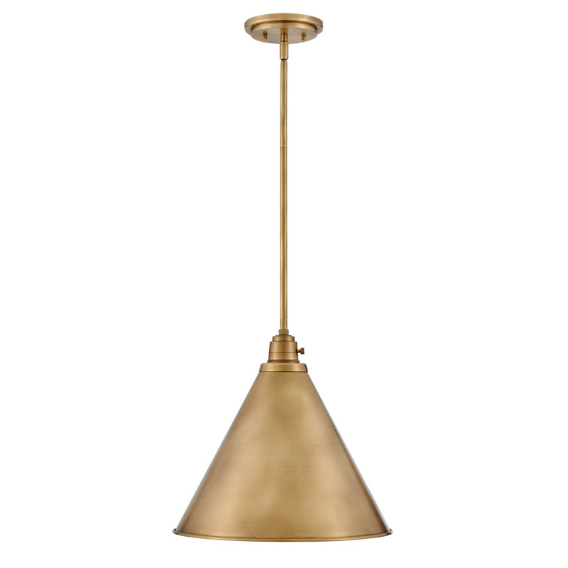Arti 15-in Pendant Light with On/Off switch, Heritage Brass
