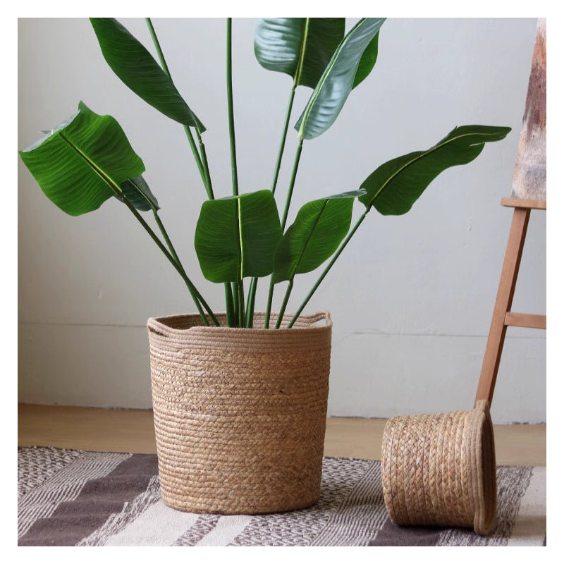 Natural Cylinder Storage and Planter Basket, 7.8" H x 10.2" W x 10.2" D