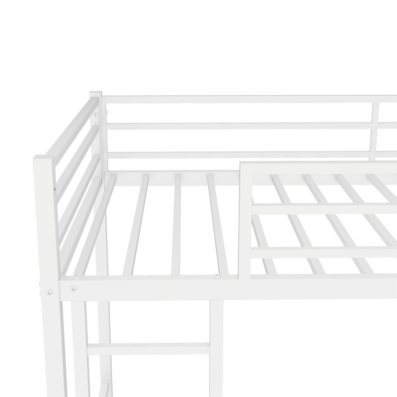 Lit superposé simple au-dessus d'un lit simple en métal robuste avec garde-corps de sécurité et aucun sommier requis