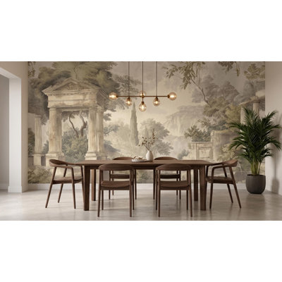Italian Garden Classical Wall Mural | Antique Architecture Landscape Wallpaper | Non-Woven or Peel and Stick