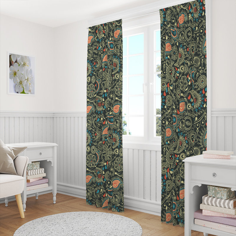 Panneau de rideau semi-transparent Paisley, L 40 po x L 82 po