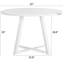 Table de salle à manger contemporaine avec plateau rond en blanc et base élégante en tréteaux