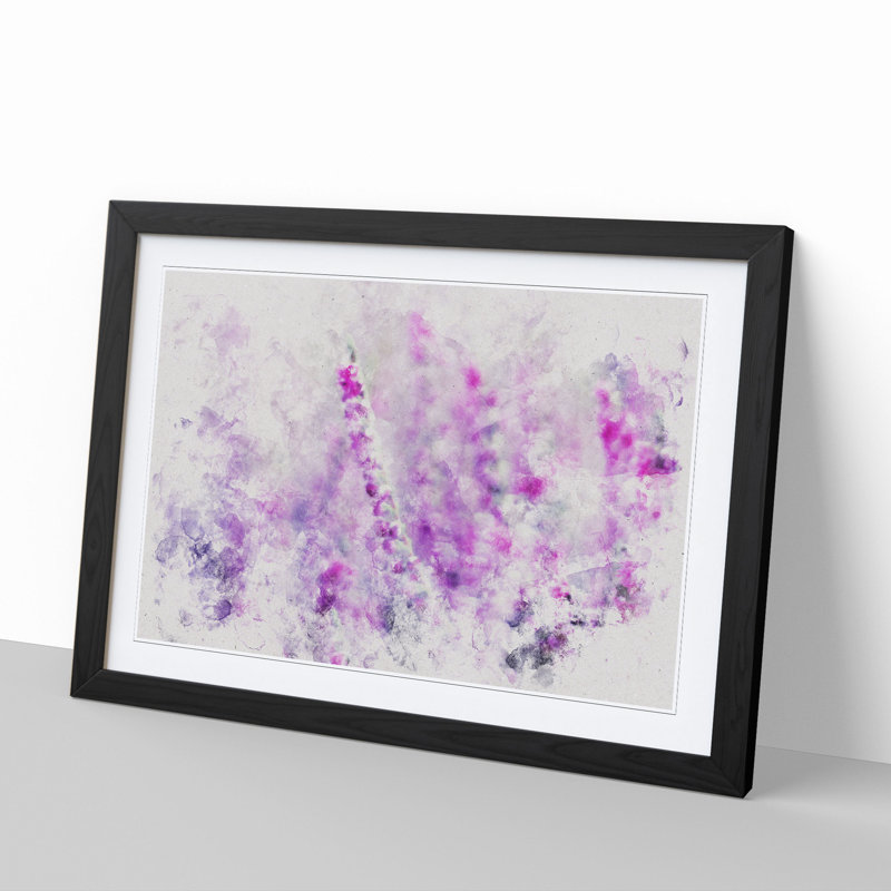 Purple Heather - Single Picture Frame Print on Wood, Black Framed, 27cm H x 36cm W x 2cm D