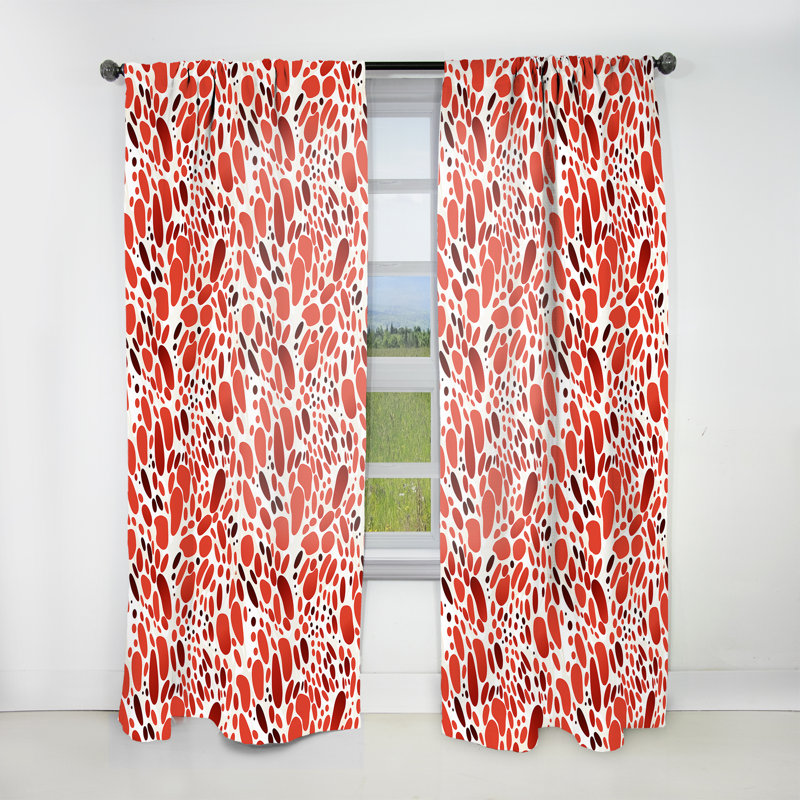 Motif à pois rouges et blancs I - Rideau abstrait - Rideau abstrait obscurcissant - 1 panneau, L 52 po x L 120 po