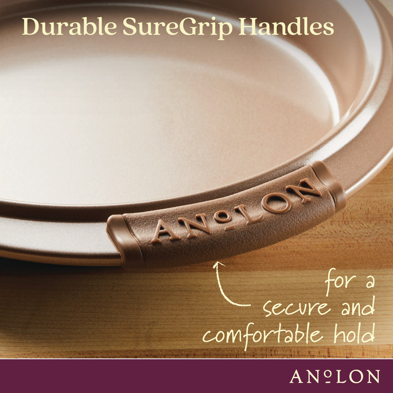 Bronze Nonstick Round Cake Pan with Silicone Grips, 9-Inch