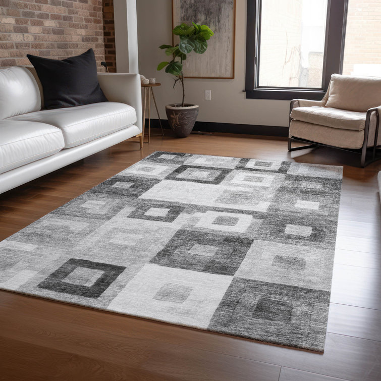 Machine Washable Indoor/Outdoor Cicel ACN1142 Gray Rug