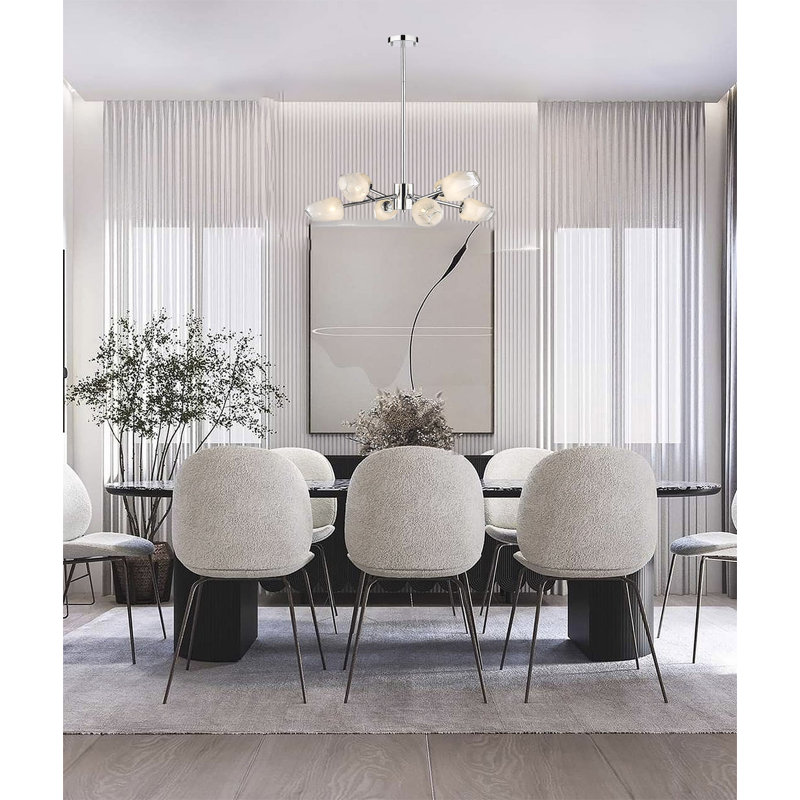 Harland 8 Light Chandelier With Glass Shades, Chrome, 8