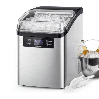 Ice Maker Countertop,40lbs/day, 24pcs Ready In 13 Mins,2 Ways To Add Water,self-cleaning Portable Compact, With Ice Scoop & Basket, Perfect For Home/kitchen/bar,silver