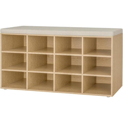Shoe Storage Bench with Cushion, Entryway Shoe Organizer with Adjustable Shelves and Removable Washable Seat for Closet, Hallway and Bedroom