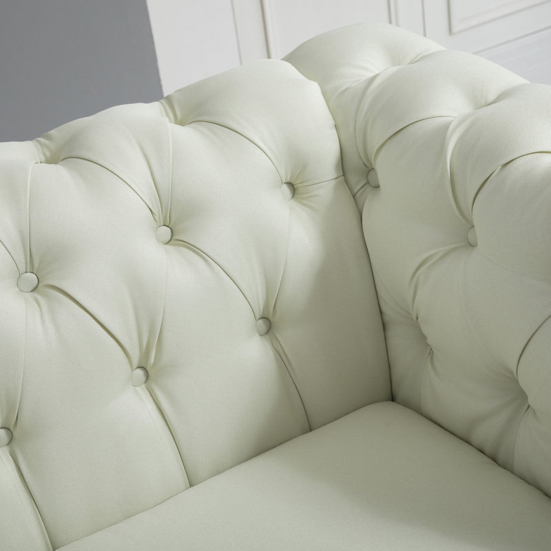 Canapé Chesterfield en lin à accoudoirs roulés 72,75 po Castleton