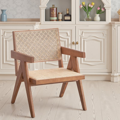 Chaise d'appoint en rotin de style moderne Mid-Century