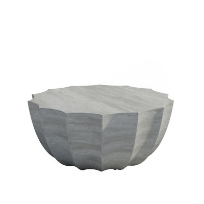 Table basse imperméable 35,43 po moderne pour l'extérieur et l'intérieur, conception en ciment Mgo durable, convient aux terrasses, jardins, arrière-cours et salons (marbre blanc)