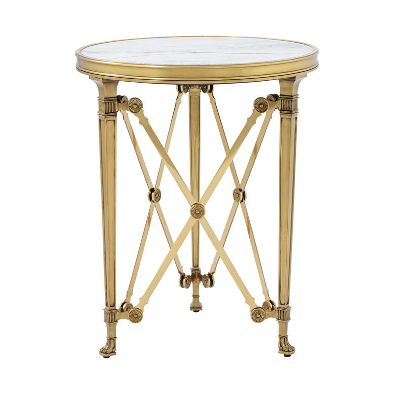 Spencer London End Table, Cannes Brass/Gray, 22" H x 18" W x 18" D
