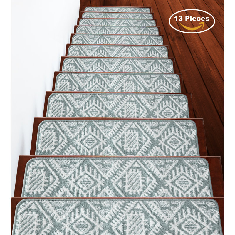 tapis d'escalier doux et vibrant en treillis Ankeny, Bleu sarcelle