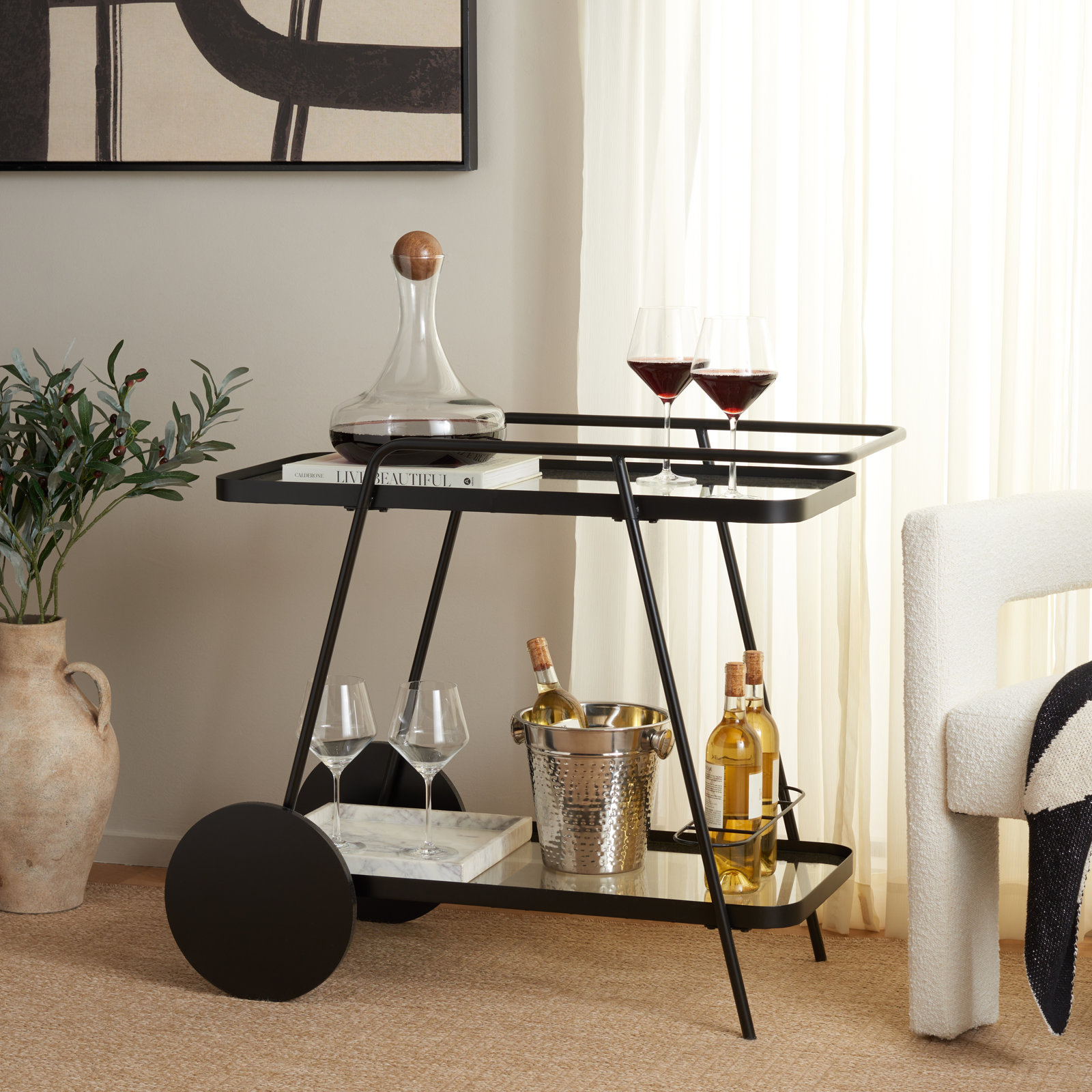Cullin Metal Bar Cart, Black