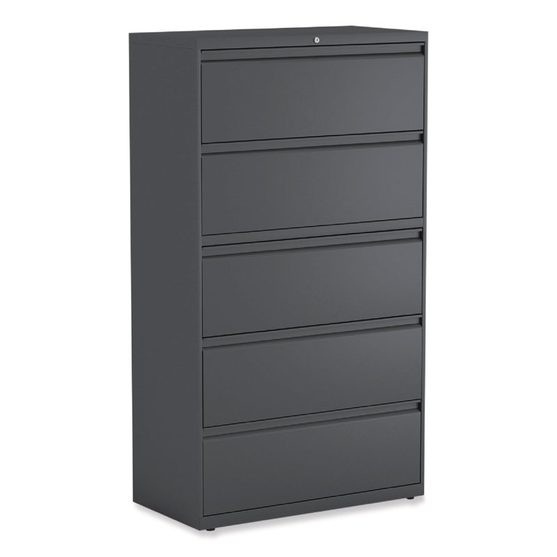 Charcoal 36'' Wide 5-Drawer Steel Lockable File Cabinet
