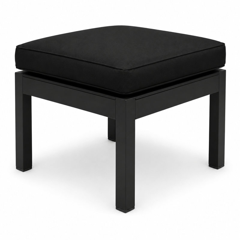 Repose-pieds d'extérieur avec coussin Karen, Noir, Noir