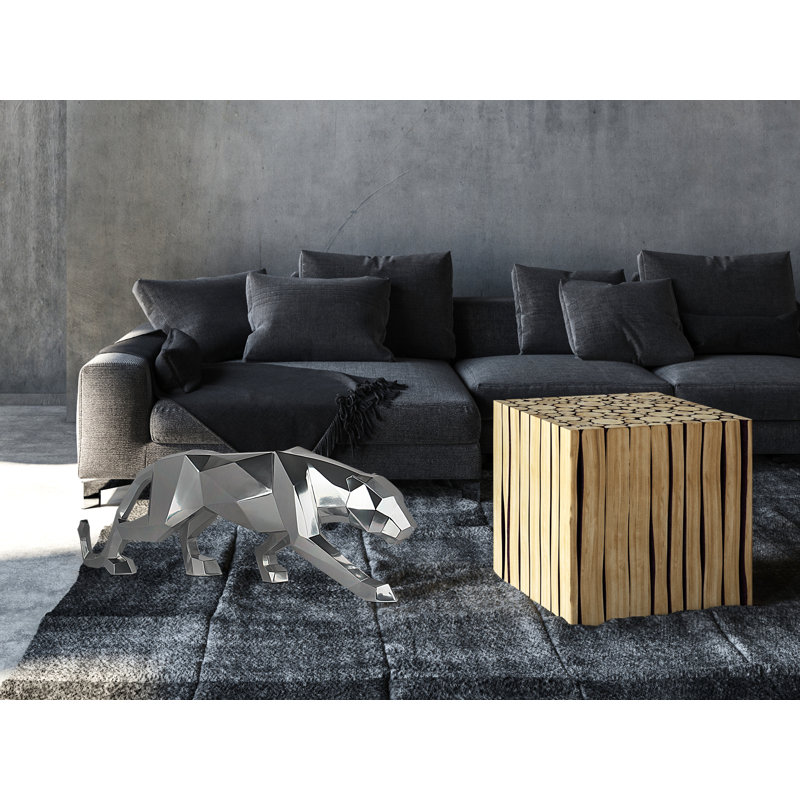 Panther Figurines & Sculptures, 31cm H x 99cm W x 18cm D, Silver