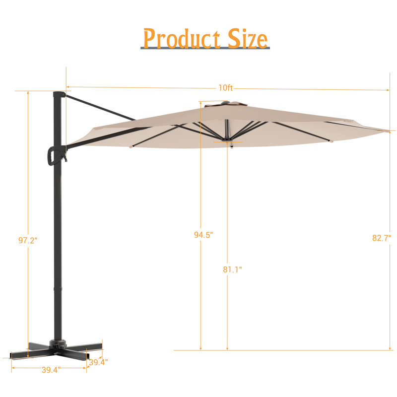 Parasol rond en porte-à-faux 10 pi, Beige
