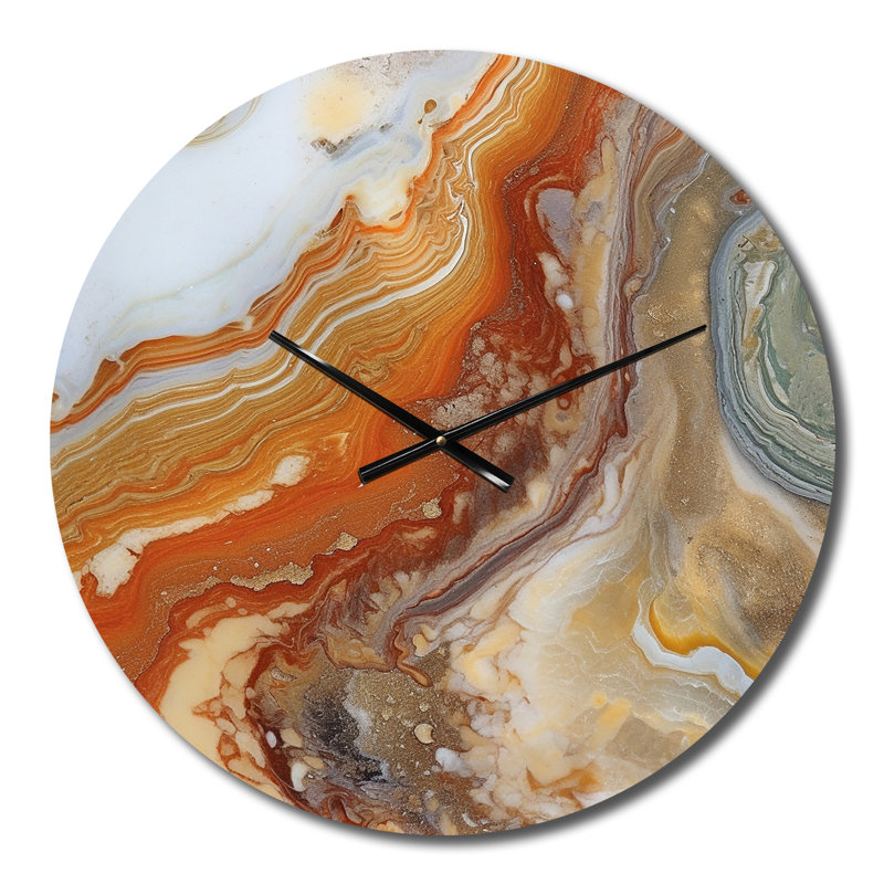 Orange Beige Aqua Symphony Metal Wall Clock, Medium