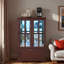 Vitrine avec bande lumineuse RVB en couleur, tablettes en verre réglables en hauteur et tiroir rabattable-658712901