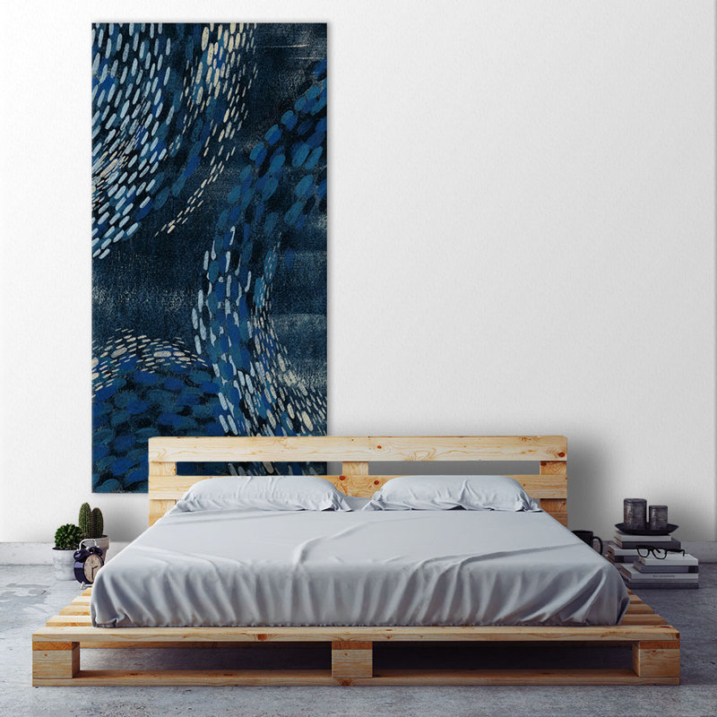 Reproduction d’art sur toile tendue « moon tide i » par grace popp, H 72 po x l 36 po x P 1,5 po