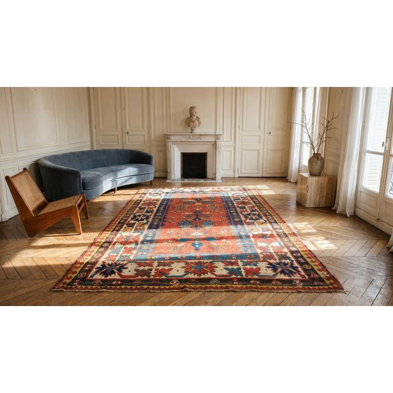Tapis kazak antique à motif cachemire géométrique
