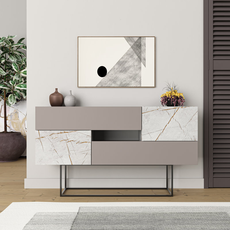 Mazzitelli 145cm Console Table, Light Mocha/White